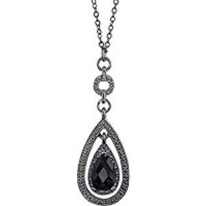 1928  Black Jewelry Victorian Teardrop Pendant Necklace, 19"